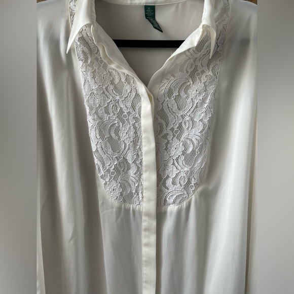 Ralph Lauren Women Blouse Long Sleeve Lace Front Size XL Polyester Cream Color - Picture 3 of 12